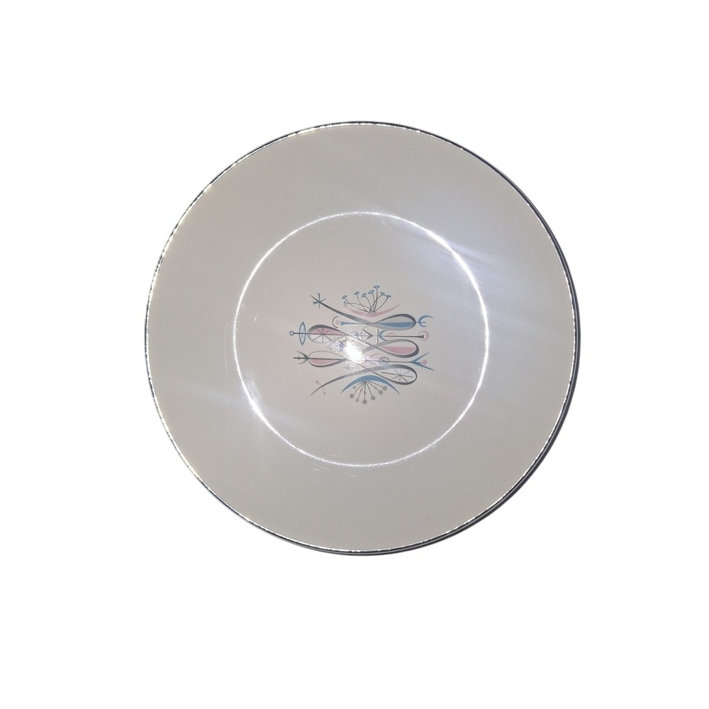 Preview by Paden Mid Century Modern Atomic Design Silver Rim Salad/Soup Dish